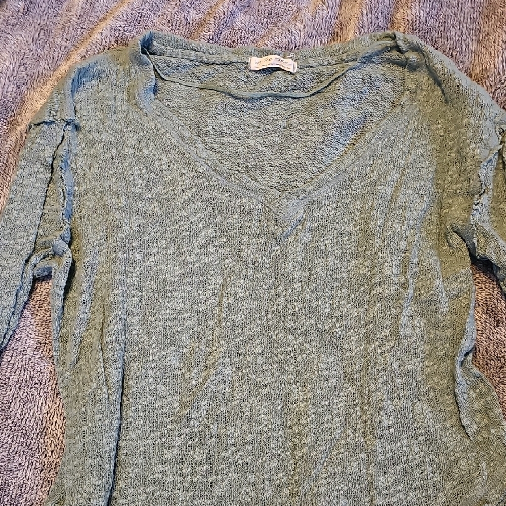 We The Free Green 3/4 Sleeve Relaxed Blouse